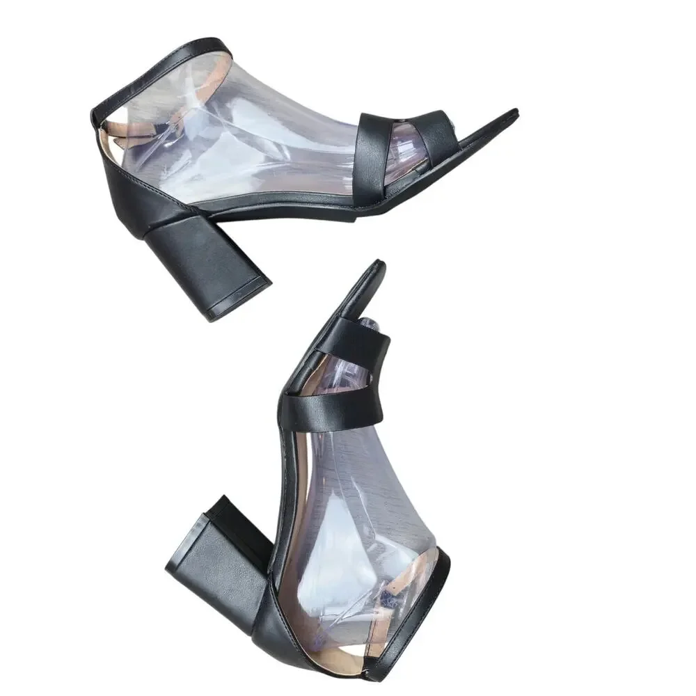 Yoki Tavin Women's Black Block Heel Ankle strap Shoe 9 New